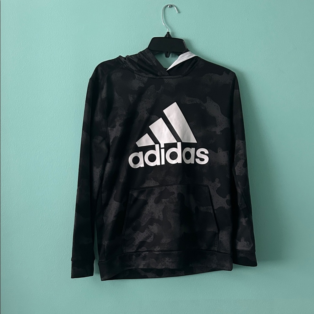 Adidas Black and Gray Camouflage Hoodie